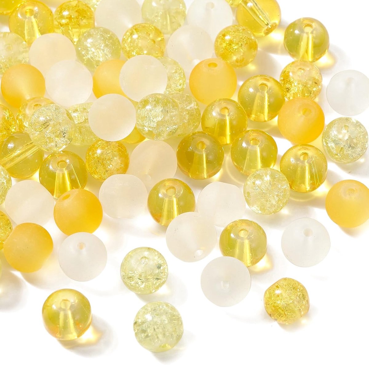 Kralen Geel Serie Glaskralen Ronde Losse Kralen voor DIY Sieraden Maken Art Telefoon Home Decor