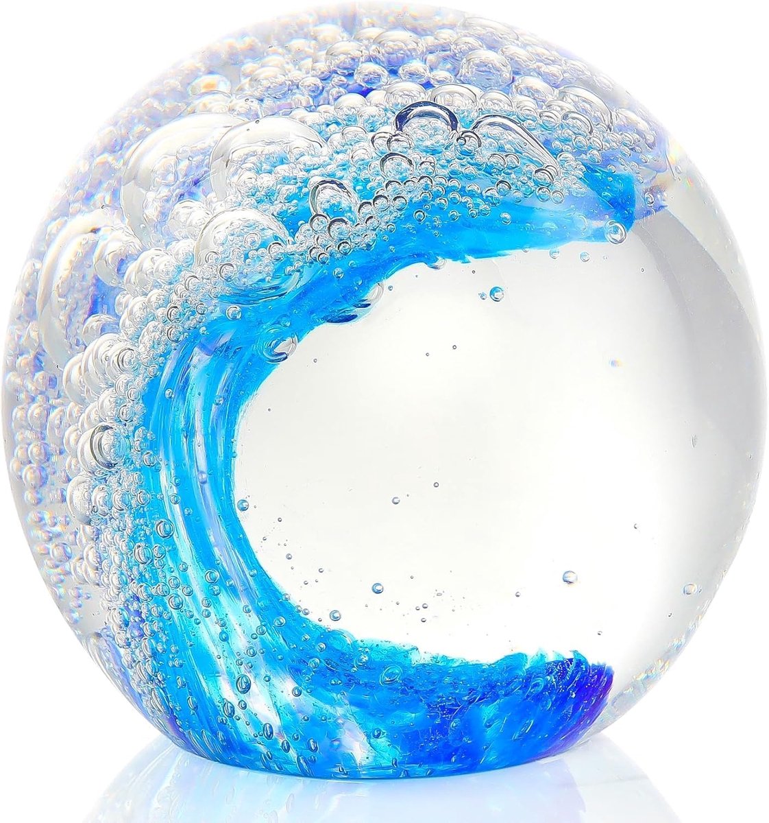 presse-papier, handgeblazen glazen beeldjes Ocean Wave Ball, Home Decor Collectible, Aquarium Decor, Office Ornamenten voor Ocean Lovers Briefbeschwerer Glaskugel