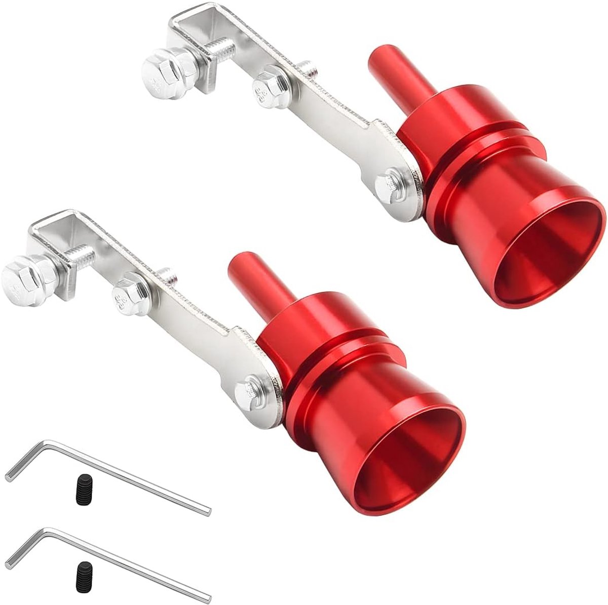 2 stuks auto-turbogeluidsuitlaatpijp, turbofluit voor auto-uitlaatpijpen, aluminiumlegering, auto-uitlaatdemper voor alle voertuigmodellen (Rood)