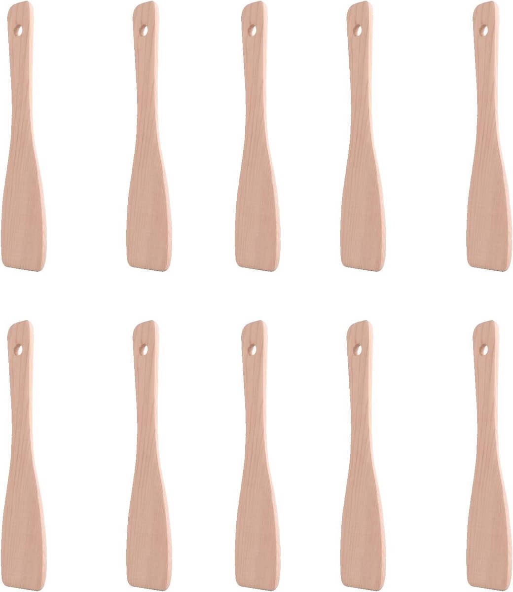 10 Stuks Natuurlijke Houten Schop Houten Schop Boter Crème Spatel Ideaal voor Het Verwijderen van Kaas, Aardappelen, Hroenten en Vlees uit Pannen(Houten)