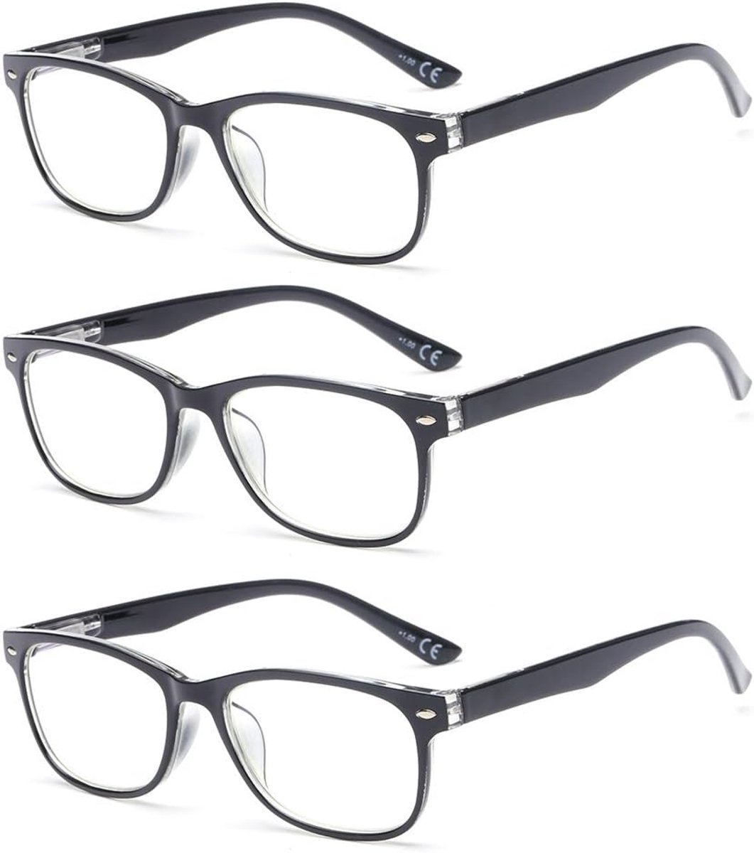 Brillen, Computer Brillen, Blauw Licht Filterbril, Blokkerende UV-Computerbril, Visuele Leesbrillen, Leesbril Heren Dames Zwart 2.0 BM161