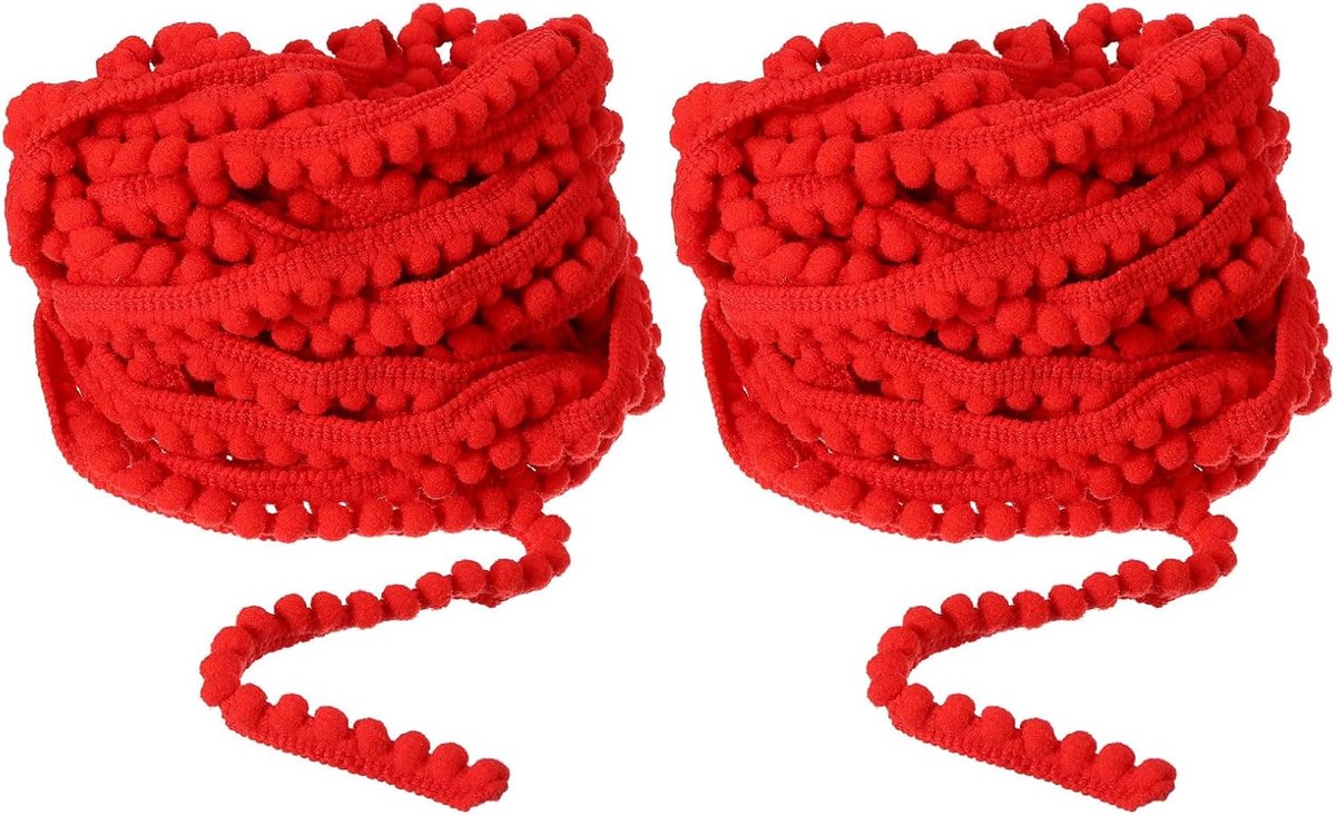 2 stuks pompon bol, franjes, sierband, naaitoebehoren, doe-het-zelf voor thuis, gordijn, kleding, hoofdkussen, decoratie, 5 mm, rood