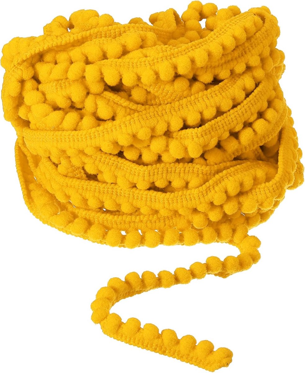 10 yards Pom Pom Ball franjes sierband naai-accessoires doe-het-zelf voor thuis gordijn kleding hoofdkussen decoratie (5 mm geel)