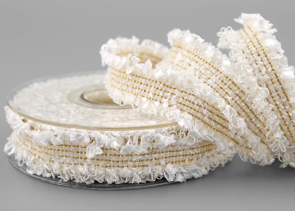 5 m x 25 mm franje lint wit goud strepen decoratief lint met franje rand franje lint lint lint lint voor knutselen decoreren vlechtwerk
