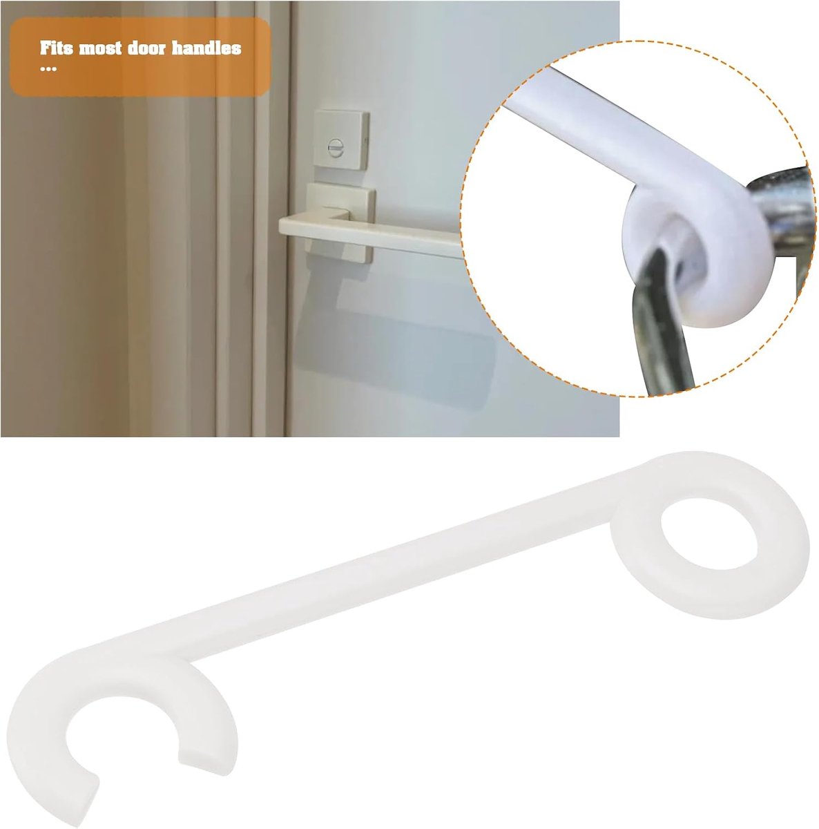 Store 2 stuks deurklink schot kunststof vaste haak deurgreep ondersteuning opening om open te houden haak 225x55mm geschikt voor de meeste deurklinken, wit