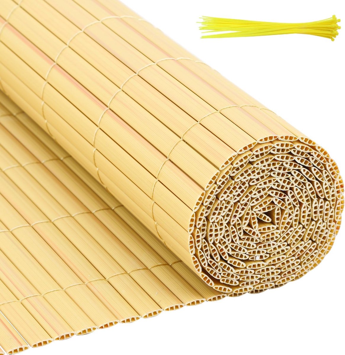 PVC inkijkbeschermingsmat, 80 x 300 cm, inkijkbescherming, standaard, inkijkbescherming, windscherm, weerbestendig, voor tuin balkon, bamboe