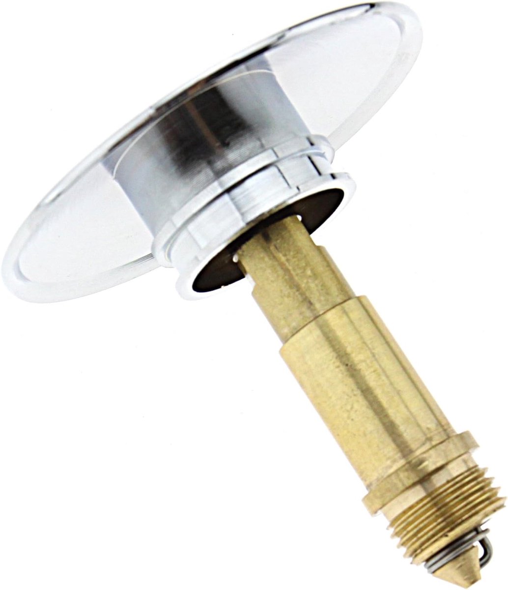wastafel afval knop gootsteen sleuf plug afvalbout set - 66 mm, chroom afwerking, veermechanisme, schroefdraad push pop-up, 8 mm schroefdraad