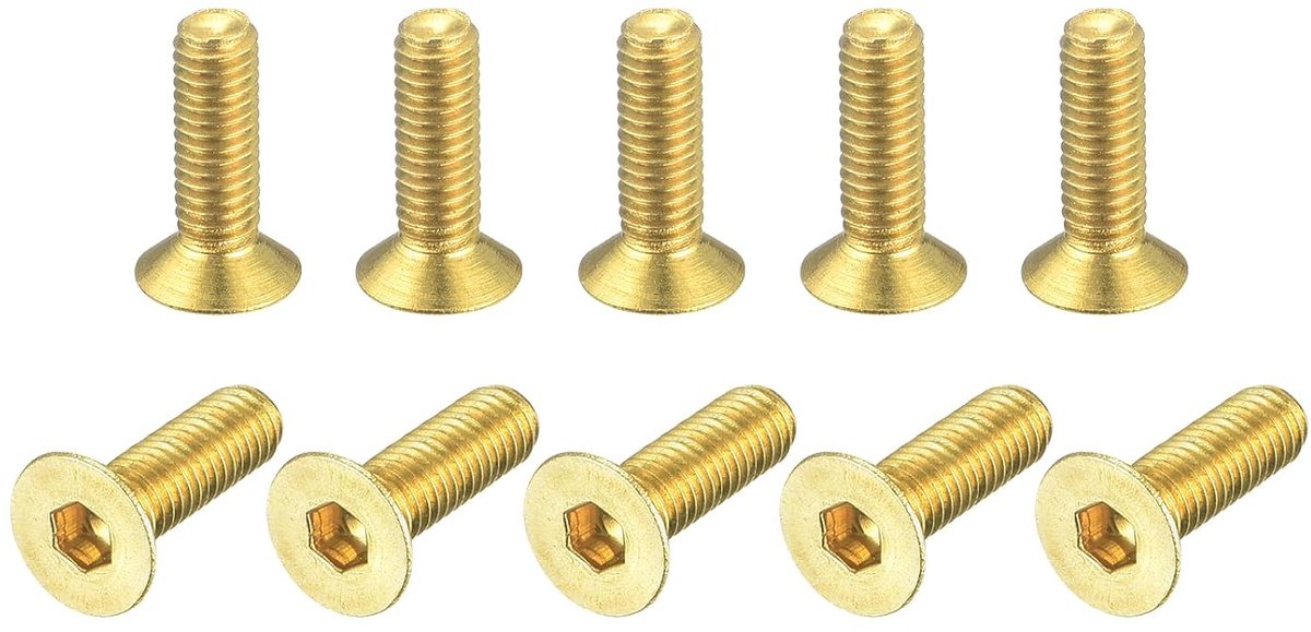 Platte kopschroeven met binnenzeskant, M3 - 0,5 x 10 mm, 20 stuks bevestigingsschroeven met binnenzeskant van messing