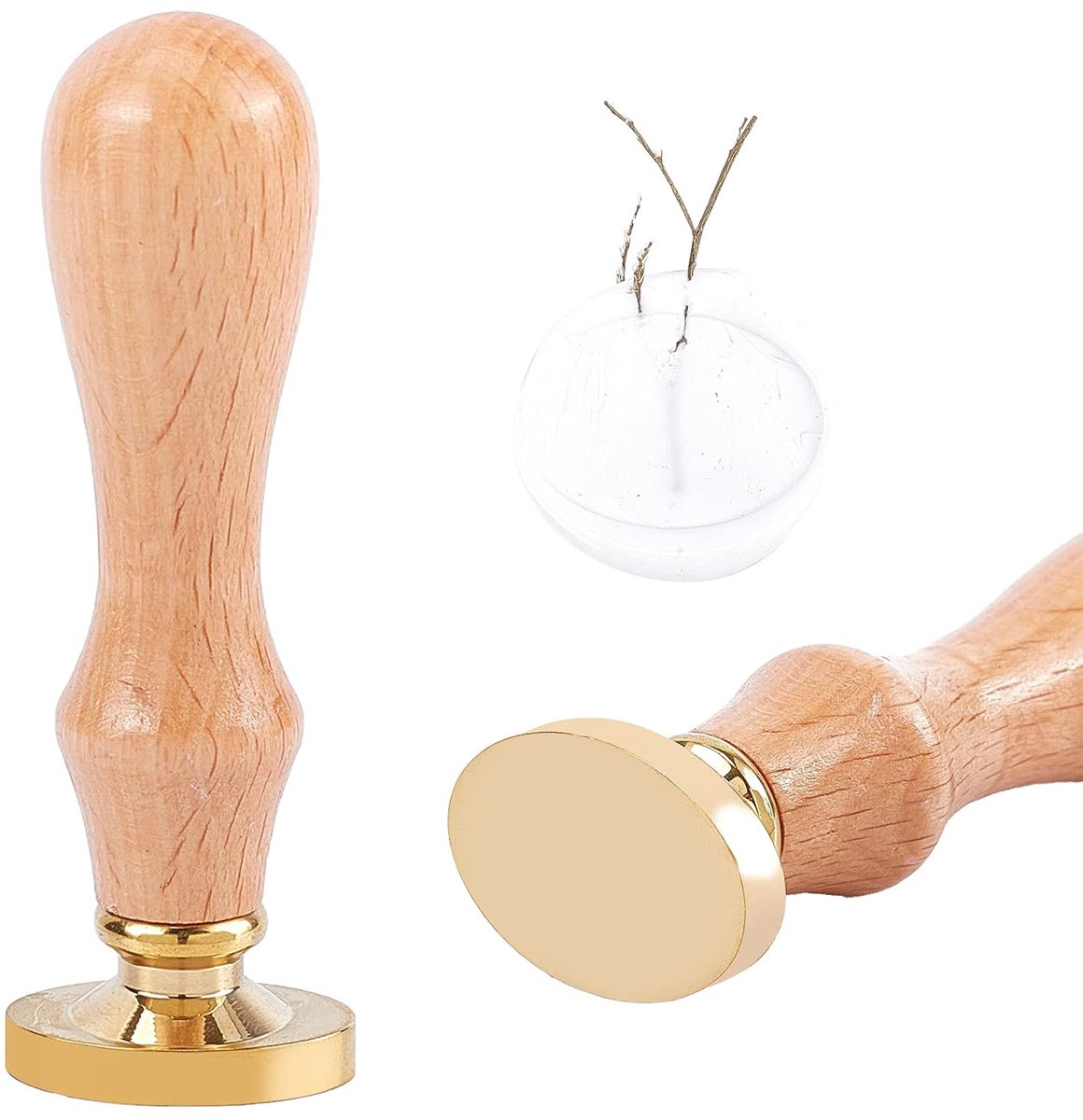 Blanco Wax Seal Stempel Ovaal Design Hoofd met Houten Handvat voor Bruiloft Uitnodigingen, Massief Messing Hoofd zonder Gravure voor Feestuitnodiging, Envelop, Kaart, Inpakken