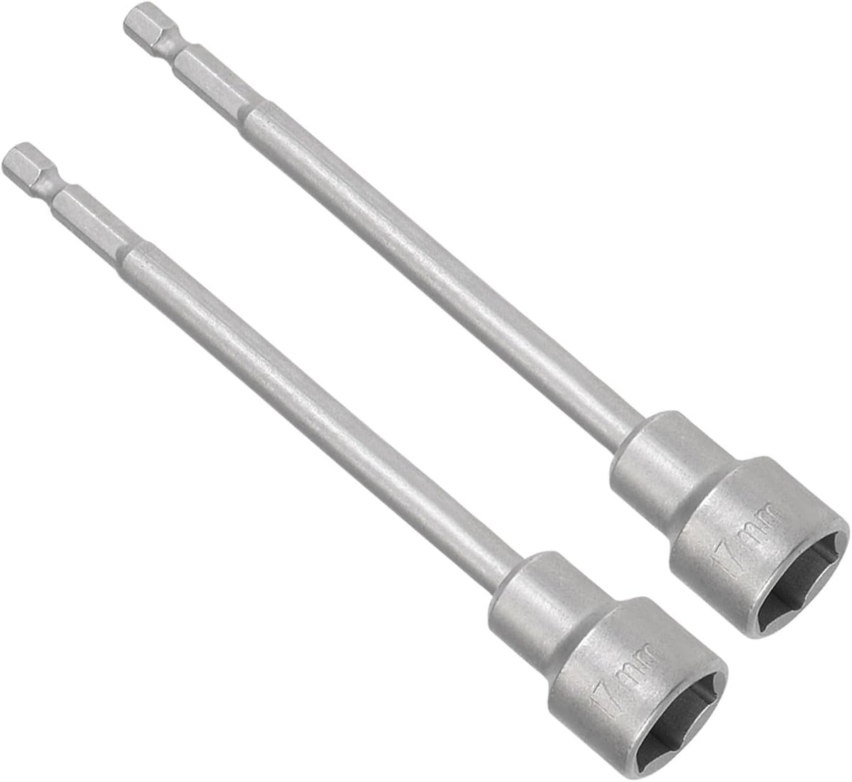 Moer Setter Driver, 17mm Socket 1/4" Hex Shank, CR-V Staal Lange Hex Shank Wrench Tool - (Toepassingen: voor Auto Onderdelen Reparatie), 2-Stuks