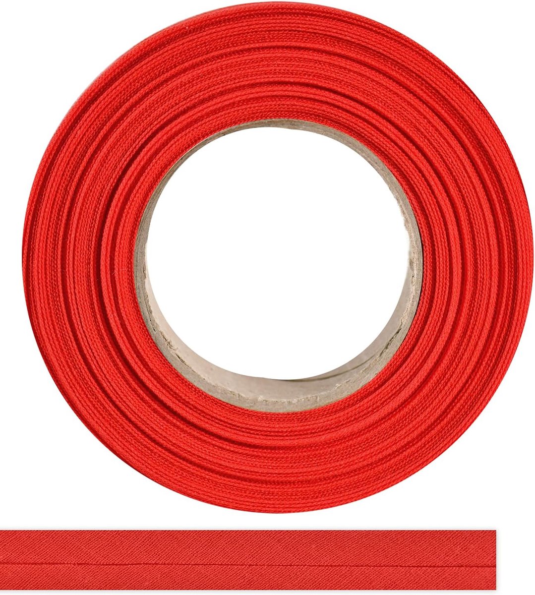 Biasband van 100% katoen, 10 m x 20 mm (gevouwen), hoogwaardige rand, katoenen band, biasband, ideaal voor doe-het-zelf naaien, in België gemaakt, op een rol (rood)
