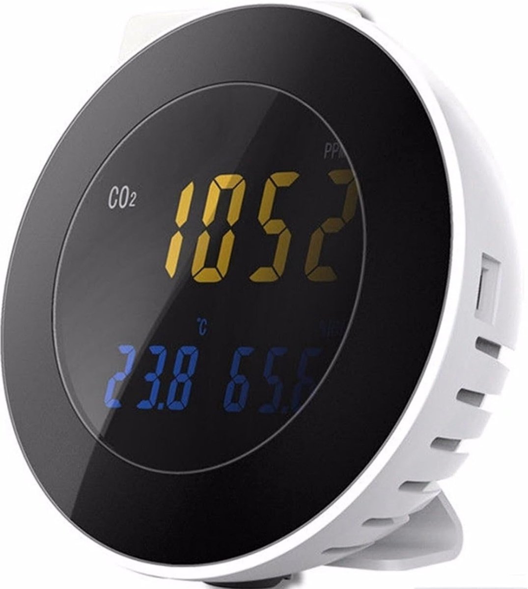 HT-501 CO2-meter met alarm, kooldioxide dedetector, temperatuur- & vochtigheidsweergave, meetbereik 0 tot 9999 ppm
