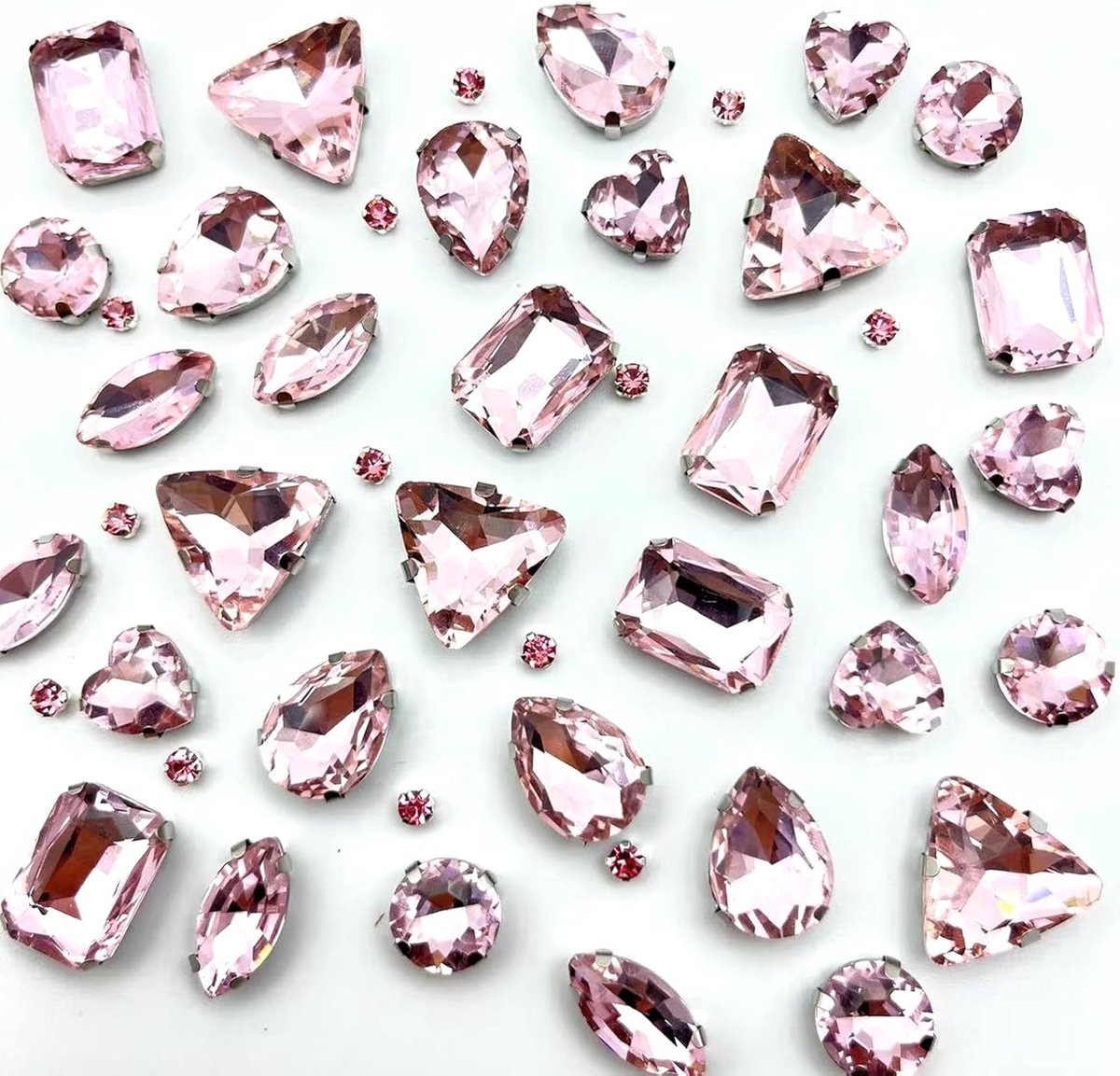 236 stuks strass-steentjes van glas, grote strass-steentjes voor naaien met klauw, zilveren kleding, strassteentjes, om te naaien, voor kleding, doe-het-zelf, handwerk, schoenen (roze)