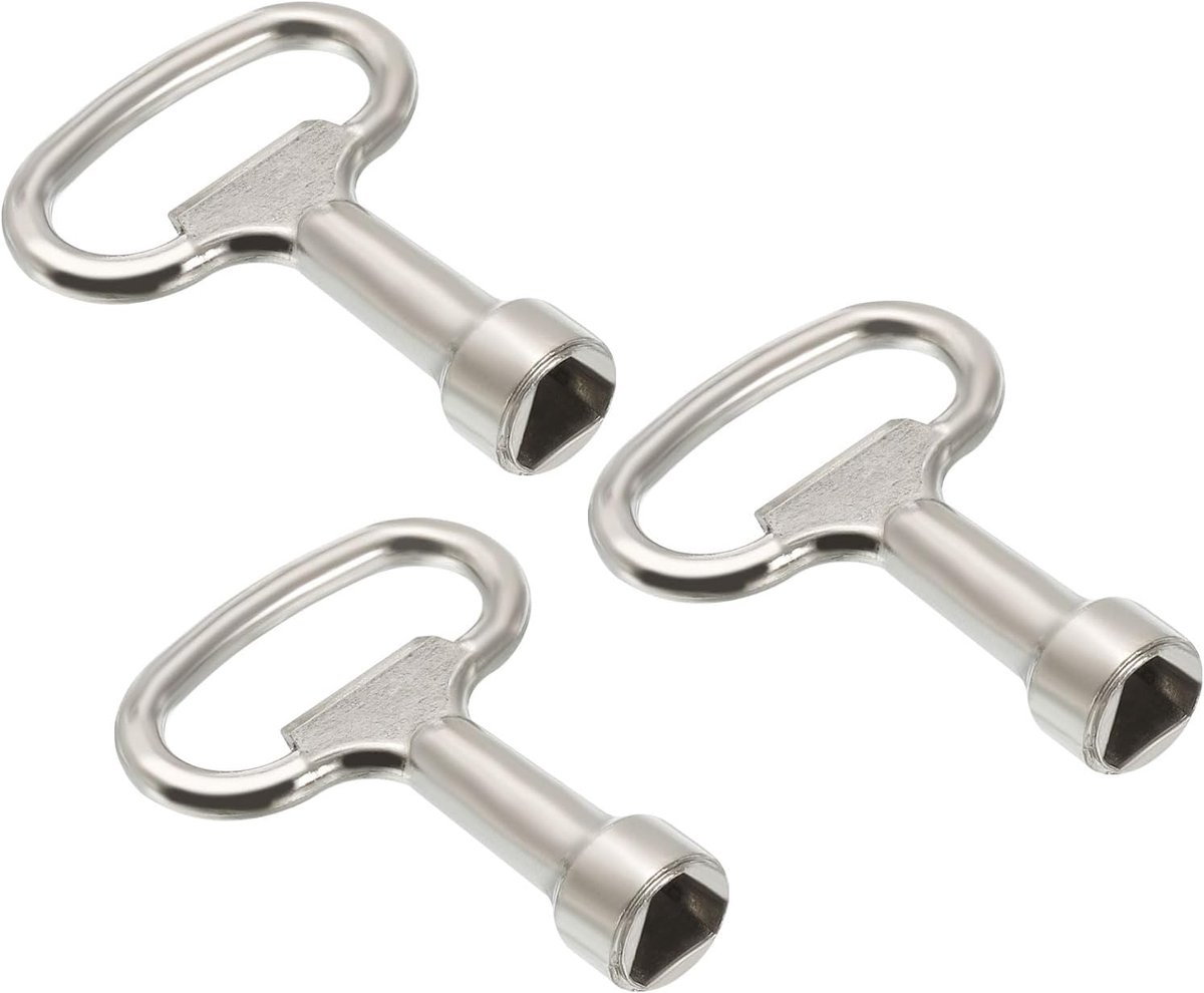 12.5x7mm Driehoek Socket Sleutelsleutel, 3 Pack Elektrische Kast Gas Water Meter Sleutel voor Lift Lift Deur Driehoek Panel Lock, Zilver