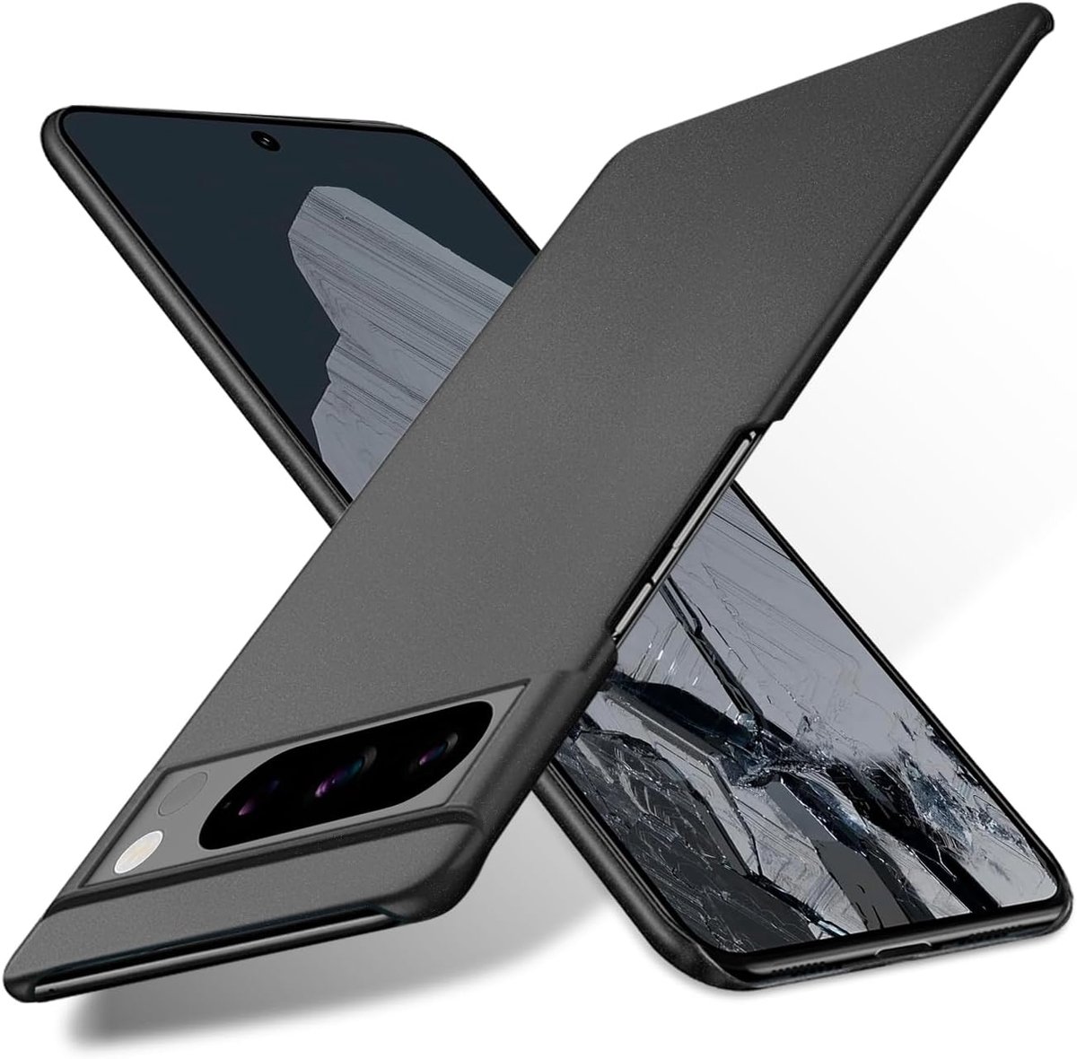 Hoesje voor Google Pixel 8 Pro, extreem licht, ultralicht, superdun, camerabescherming, hard PC-hoesje voor Google Pixel 8 pro (grindzwart)
