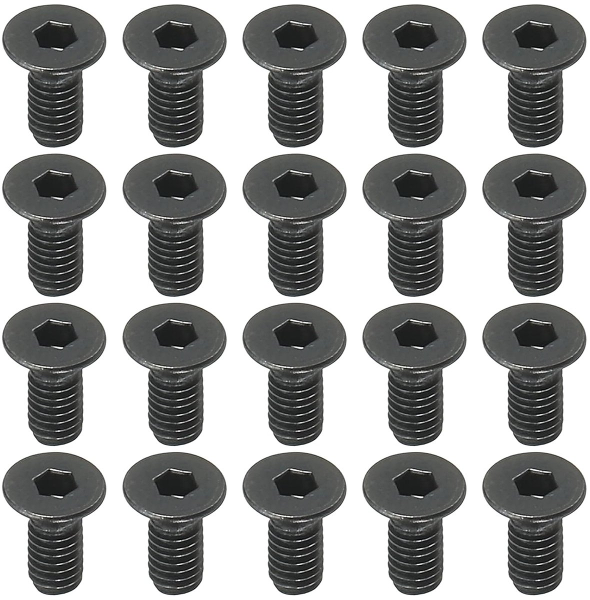Platte kopschroeven M2,5 x 6 mm, 50 stuks, platte verzonken schroeven, middenkoolstofhoudend staal, inbusschroeven, volledige schroefdraad, oxidatiegraad 10,9