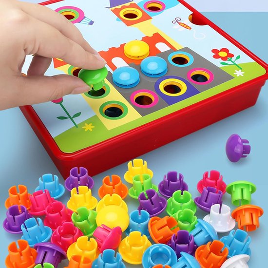 Kinder mozaïek knijperspel met 46 grote kralen en 12 kleurrijke kaarten Creatief educatief leerspeelgoed Voor knijpers vanaf 2 jaar(Egels) van Kinder — afbeelding 3