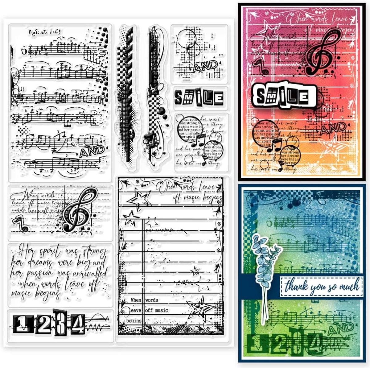 Vintage Frame Muziek Note Stempels Clear Retro Vlek Achtergrond Embossing Siliconen Clear Stempels Seal voor DIY Scrapbooking en Kaarten Maken Papier Craft Decor