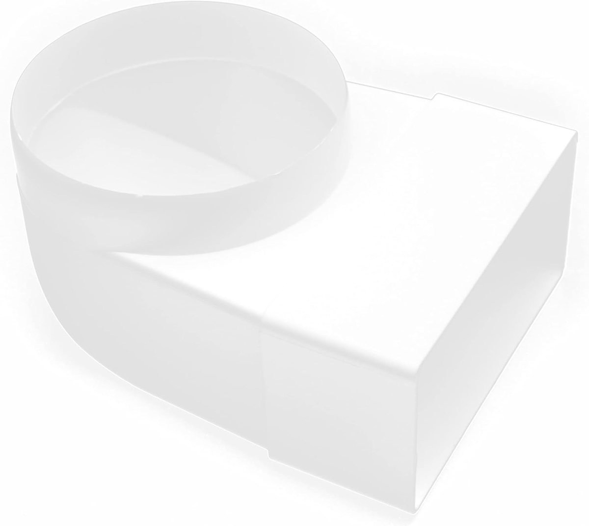 VENT Ventilatieovergang 90° graden 100 mm diameter tot 55 x 110 mm Platte buisleidingaansluiting PVC - ronde buis naar vierkante platte witte afvoerluchtsysteemelement