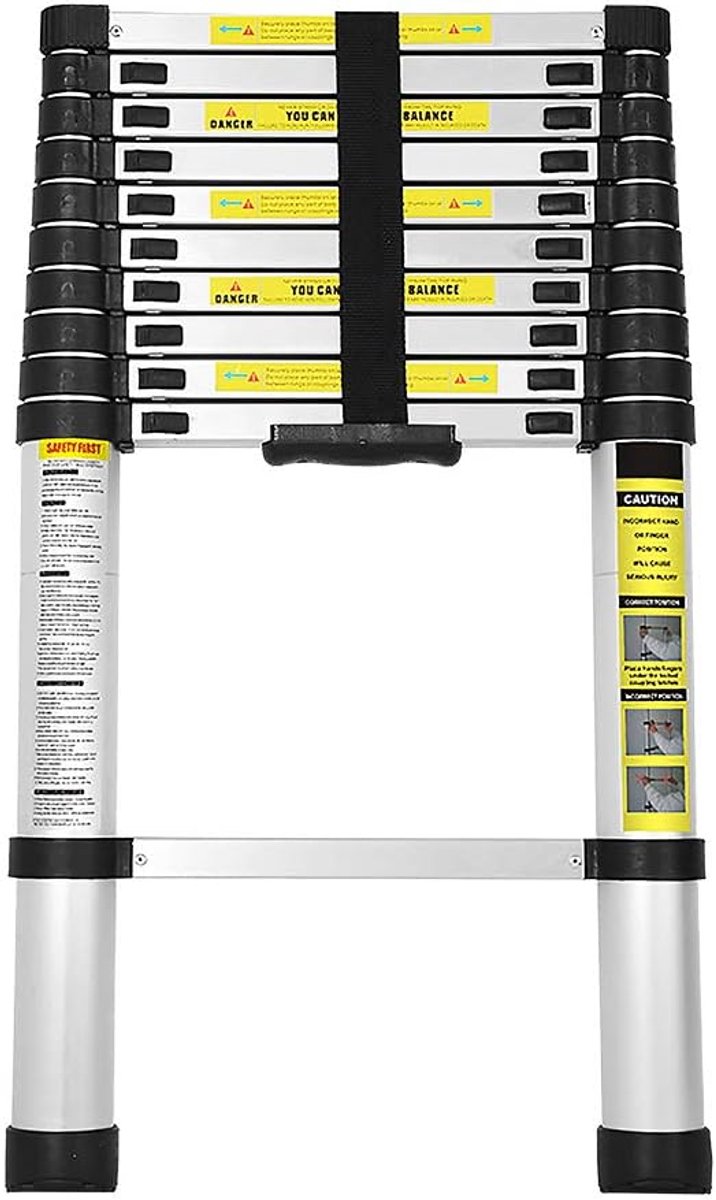 Telescopische ladder, aluminium ladder, antislip, multifunctioneel, 150 kg belastbaar, 11 sporten