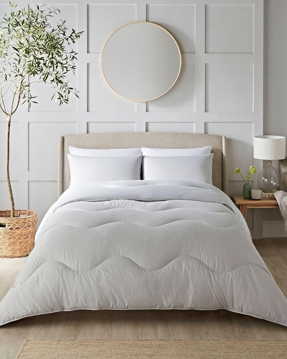 Lark - Dekbed zonder overtrek - Seersucker Collection - Zacht aanvoelend luxe beddengoed - machinewasbaar - hypoallergeen (Nordic Mist Grey, 4,5 TOG - Tweepersoons)