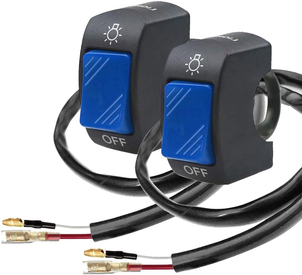 2stuks Motorfiets Stuurschakelaar Stuurtuimelschakelaar met aan-uit-drukknop voor U5 U7 U2 Motorfietsen Scooter Elektrombile motor 7/8inch 22mm (blauw)