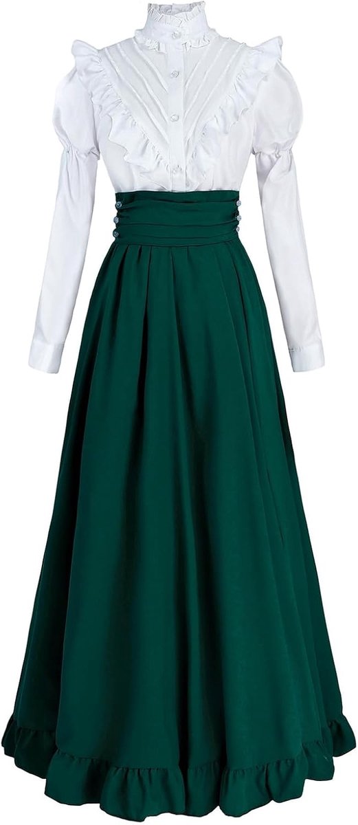 Middeleeuwse jurk renaissance kostuum dames Victoriaanse jurk vintage baljurk dames Victoriaanse blouse met renaissance maxirok