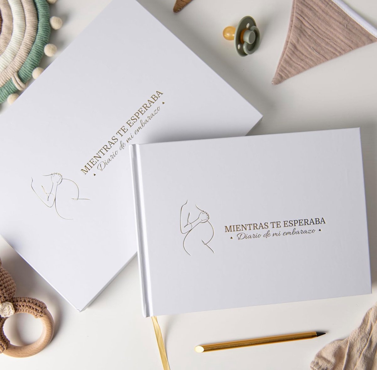 dagboek + Lápiz Metálico + Caja Conservadora met Cierre Magnético | Cadeau voor Embarazadas Exclusivo (Embarazo Español dagboek)
