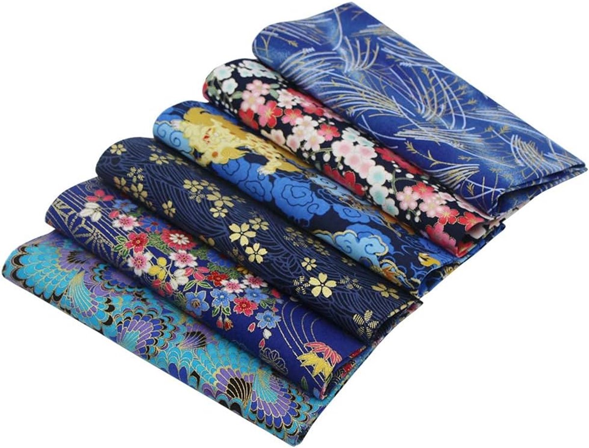 6 stuks Japanse stijl katoenen bundels vierkanten 40 x 40 cm, bronzen ontwerpen bloemen bedrukte ambachtelijke stof patchwork doeken voor naaien quilten doe-het-zelf decoratie scrapbooking
