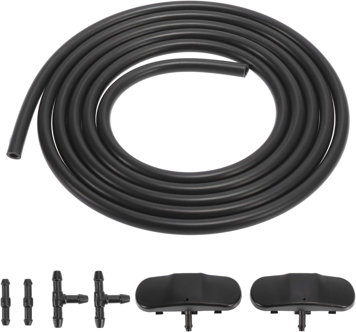 AUTOHAUX 5M0955985C Mondstuk, wassproeiers, ruitensproeierset, voorruiten, slang met 4 stuks slangverbinders