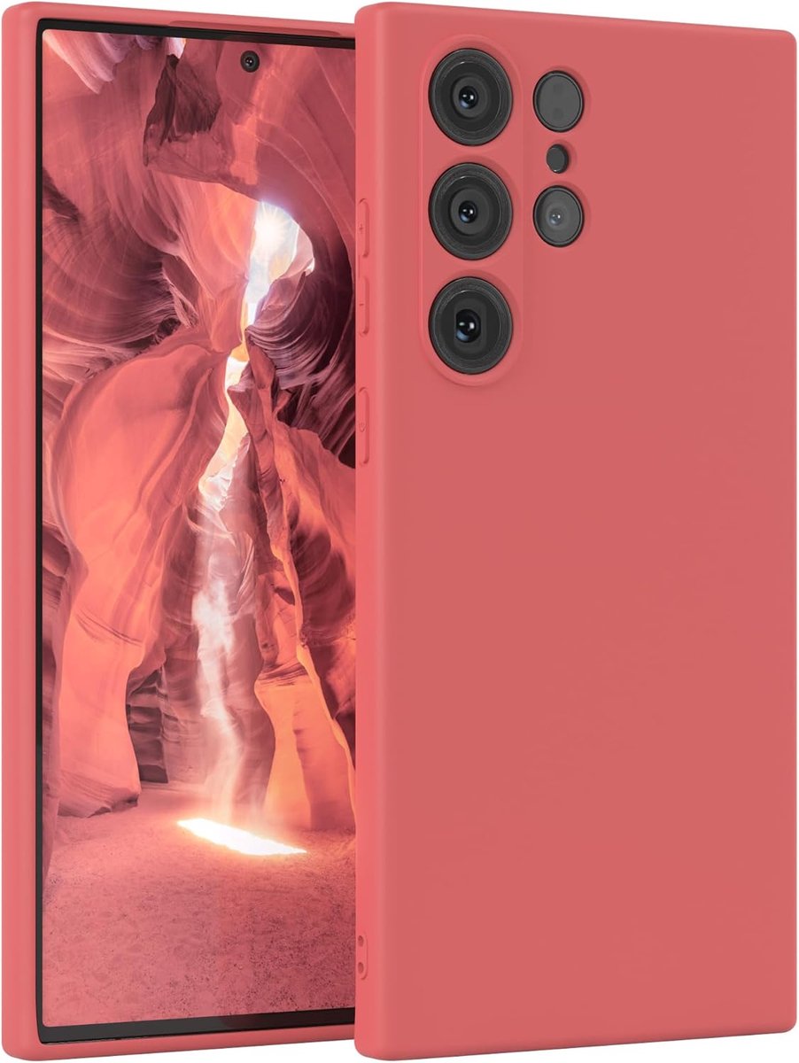 CASE - Silicone Case voor Galaxy S23 Ultra Zacht Schokbestendig Mobiel Telefoon Hoesje Beschermend Geval met Camera Bescherming Dun Premium Bescherming Cover TPU Telefoon Bumper in Lichtrood