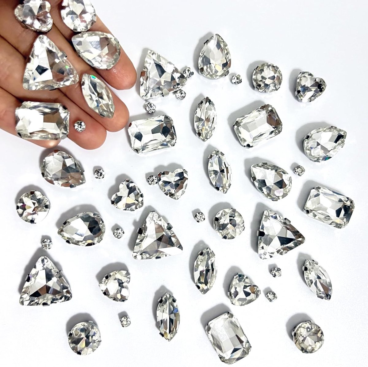236 stuks strass-steentjes om op te naaien, kristallen om op te naaien, gemengde vormen genaaid, decoratieve kristallen om op te naaien, te gebruiken op sieraden, handwerk, kleding, kleding