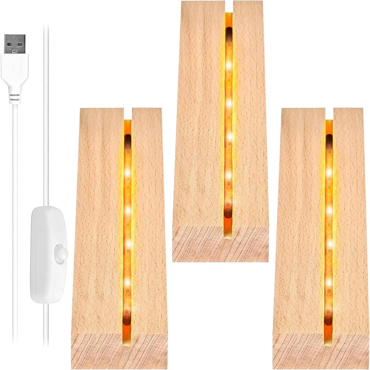 warme, rechthoekige verlichte lampen met USB-schakelaar, acrylglas verlichtingspaneel, tafeldisplay