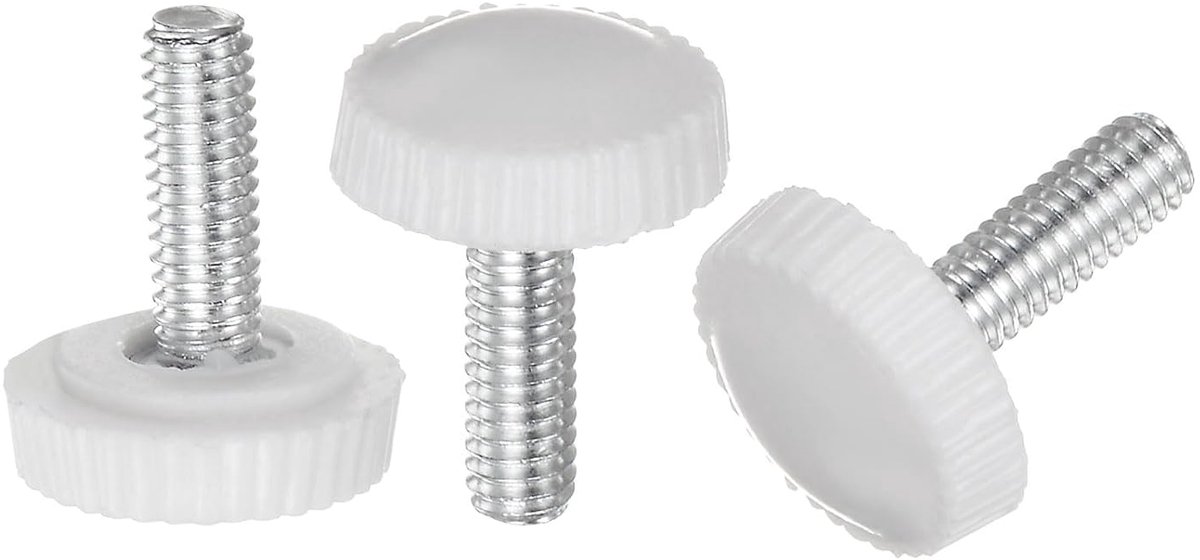 20 stuks kartelschroef M4 x 12 mm vleugelschroeven met schroefdraad, ronde kop klemschroeven bevestigingsschroef klemknoppen draaiknop voor meubels, modelbouw, machines, apparaten, wit