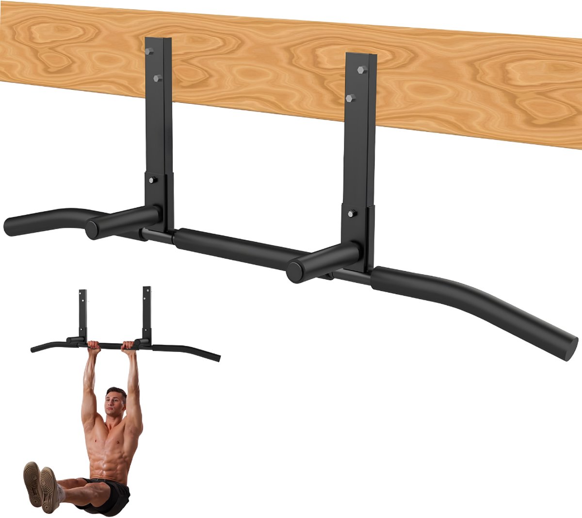 LNMsolutions® Pull Up Bar - Optrekstang - Pull Up Station - Zwart - 59cm x 6cm x 14cm