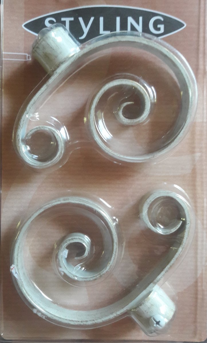 Styling gordijnroede eindstukken - voor 20mm - antiek wit- per 2 verpakt