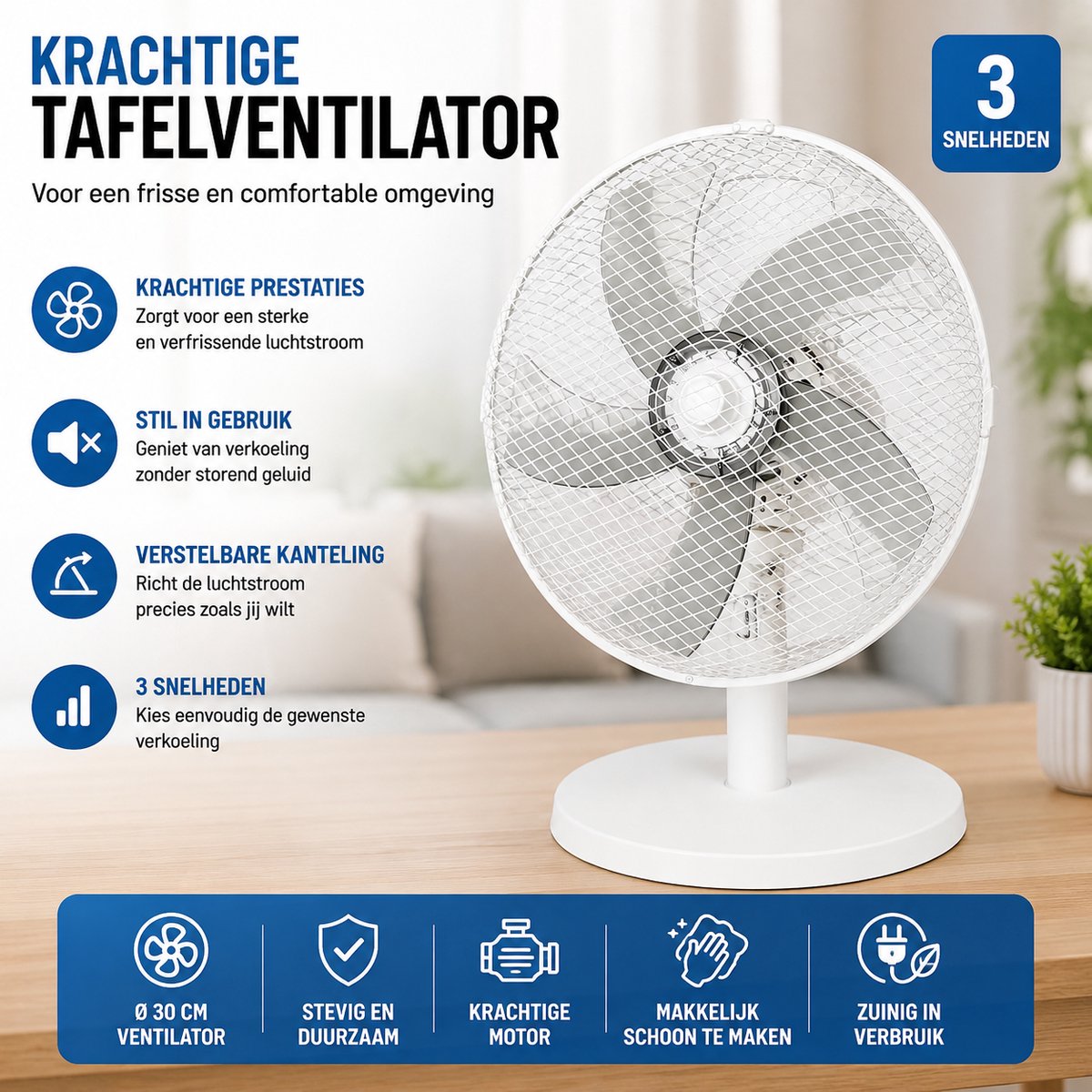 Kinzo cooling - Ventilator tafel model wit