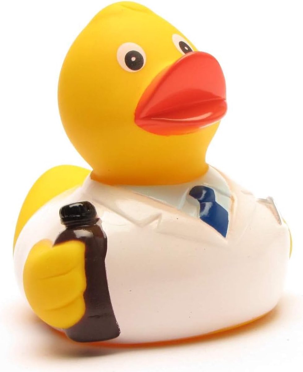 Apotheker I Quietscheend I Duckshop I L: 8 cm incl. rubberen eendensleutelhanger in set