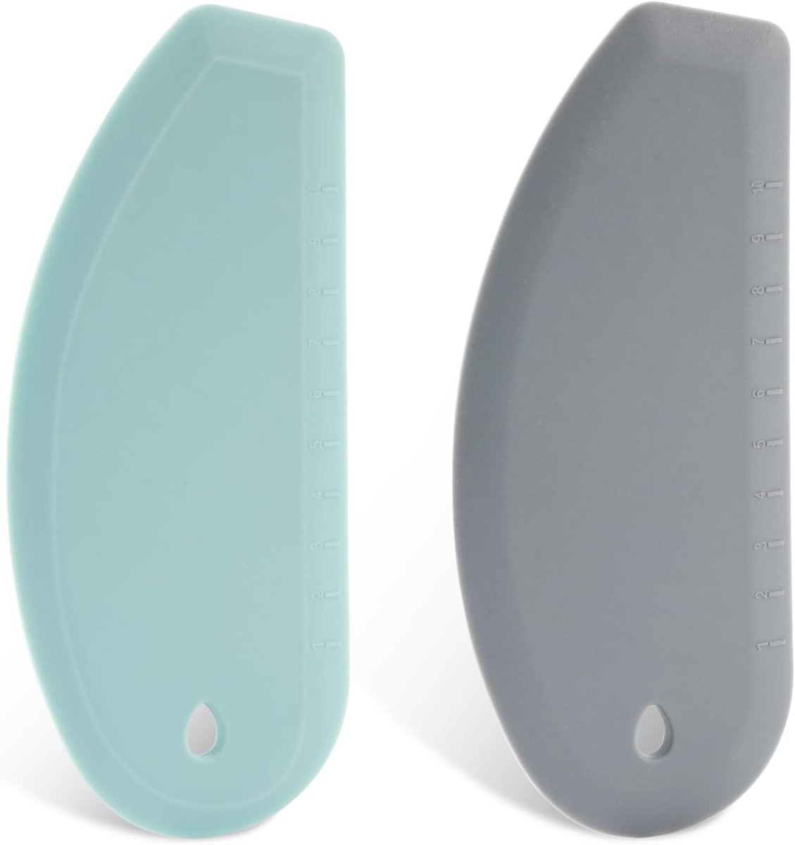 2 Stuks Siliconen Deegschrapers, 17,2x7,7cm Deegkomschrapers Multifunctioneel Siliconen Gebakschraper Keukengadget voor het Bakken van Taart, Brood, Pizza (Grijs + Groen)