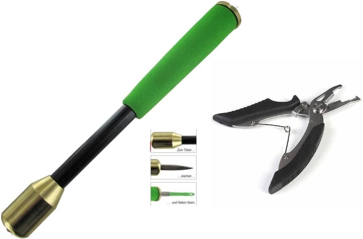 SnelShoppen - Set van Robuuste Viskiller met Messing Hoofd en 3-in-1 Functie, Inclusief Rvs Vismes, Haakverwijderaar en Gratis Viskniptang