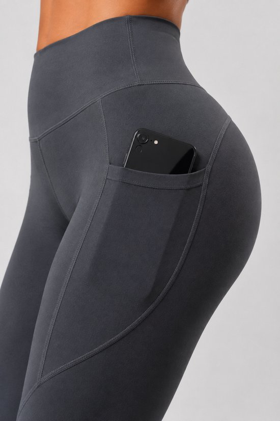 SparkNine Pacepocket dames sportlegging - met handige zakken - XS - grijs - hoge taille - elastisch - squatproof - niet doorschijnend — afbeelding 4