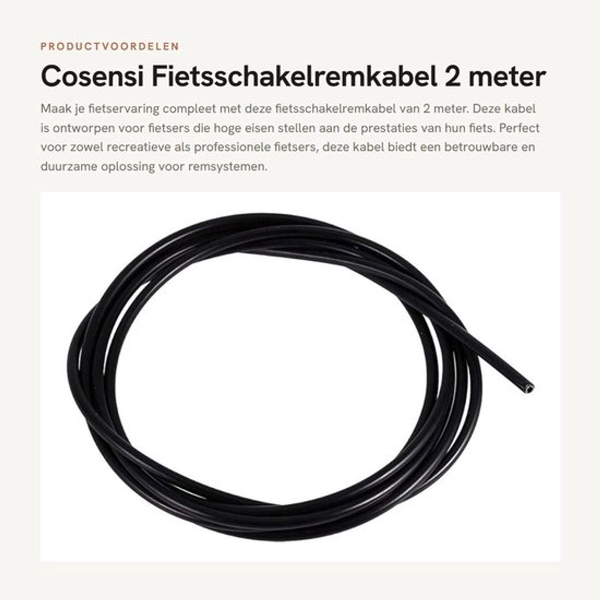 Fietsschakelremkabel 2 m - Kabelslot - Fiets Kabelslot - Schaatsen Messenslijper - Diamant/Kunststof - Lichtgewicht - Fietskabel