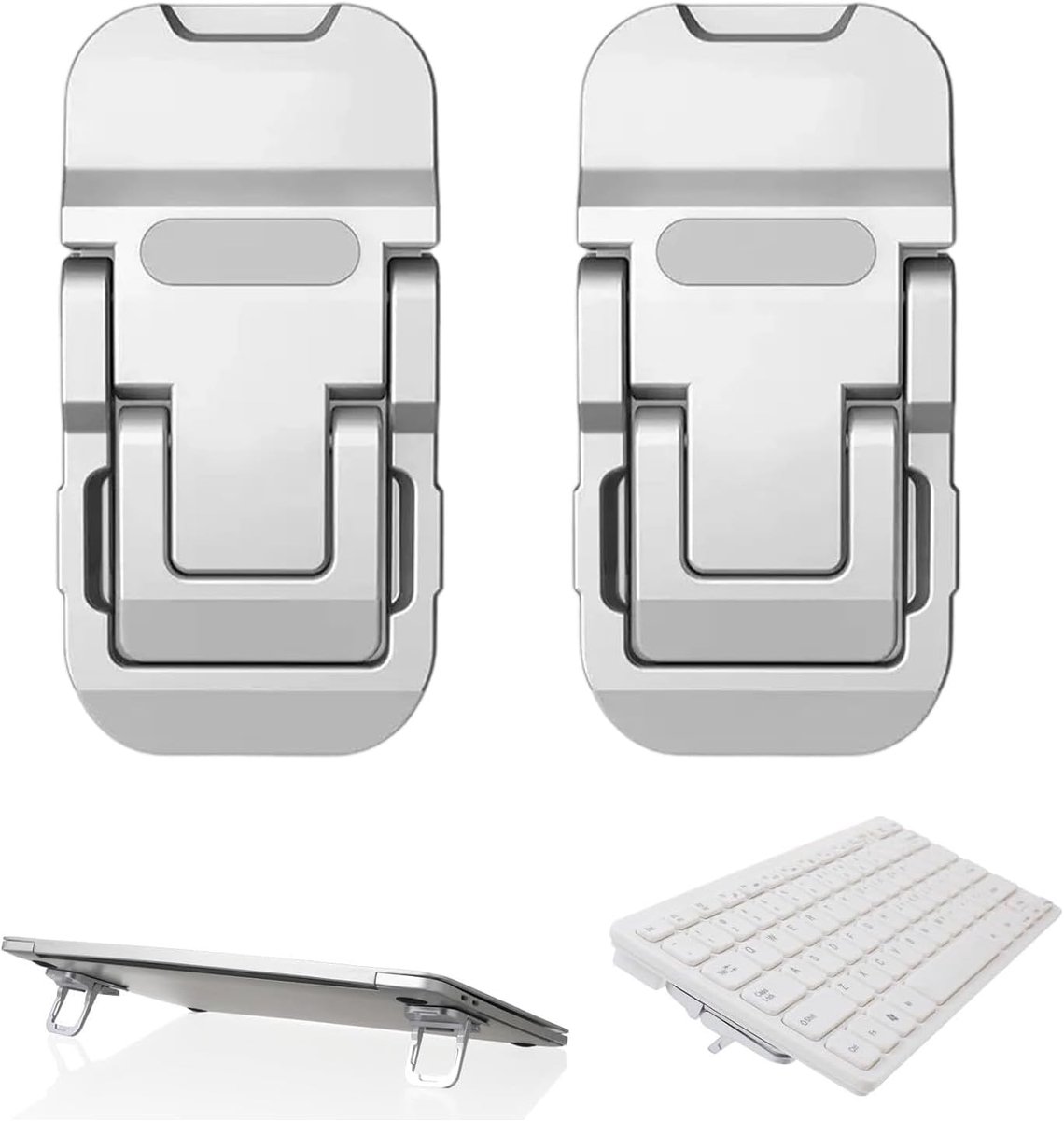2 stuks mini-toetsenbordverhogers, laptophouders van aluminium, toetsenbordhouder voor computer, opvouwbaar, onzichtbaar, draagbaar, zelfklevend
