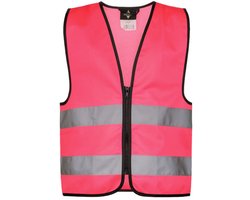 Korntex Kids´ Hi-Vis Safety Vest With Front Zipper Aalborg KX201 - Neon Pink - XXS (3/4 years)