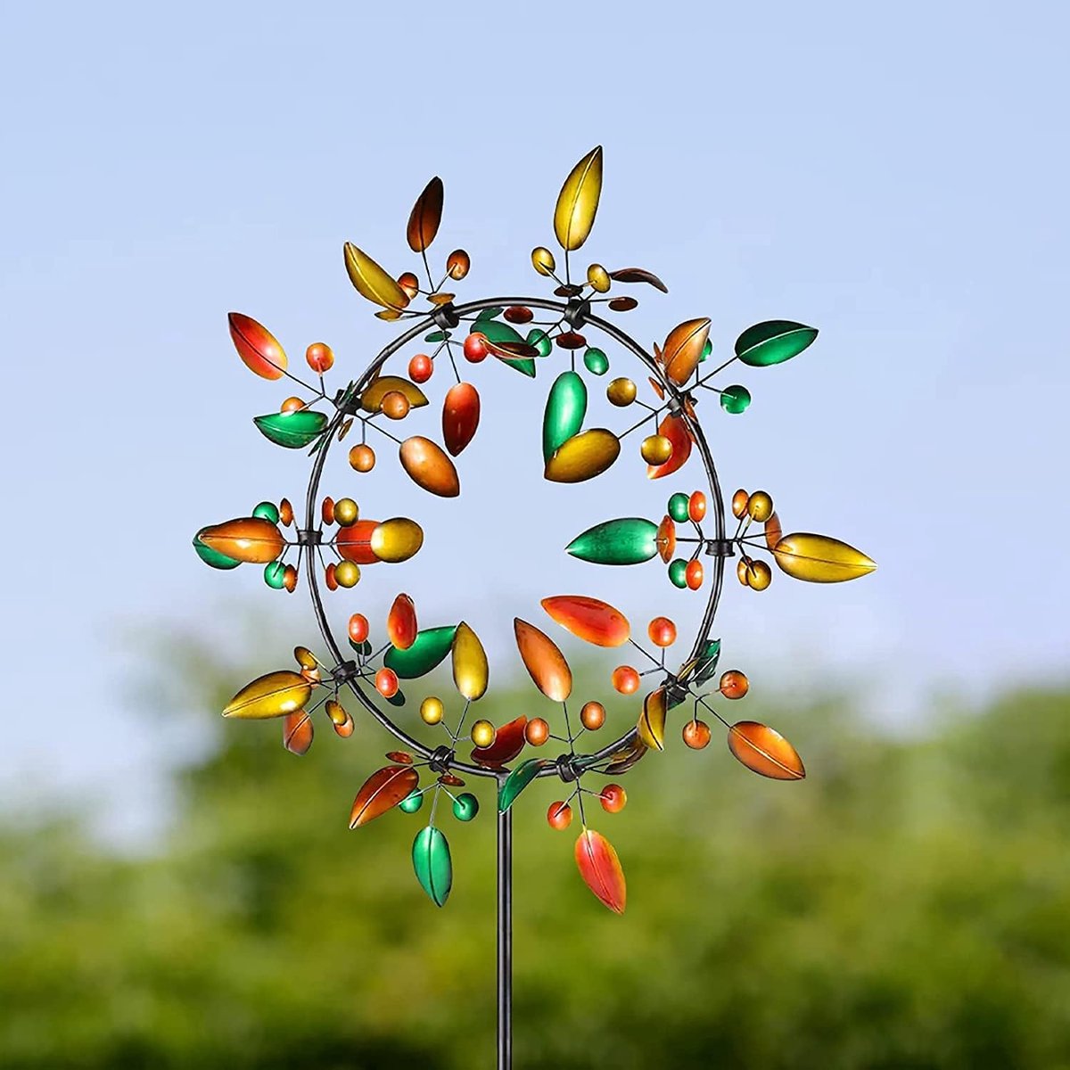 Magische metalen windmolen, windspinners voor tuin en tuin, 3D windsculpturen spinners, kunstdecoraties voor tuin buiten tuin gazon patio (kleur: kleurrijk)