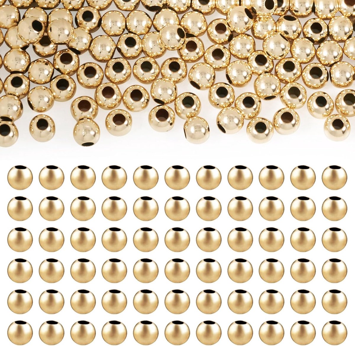 Kralen 100Pcs voor Satelliet Sieraden Maken Naadloze Bal Messing Losse Spacers Kleine Metalen Rocailles voor DIY Bikini Buik Ketting Taille Gelaagde Armbanden Kettingen