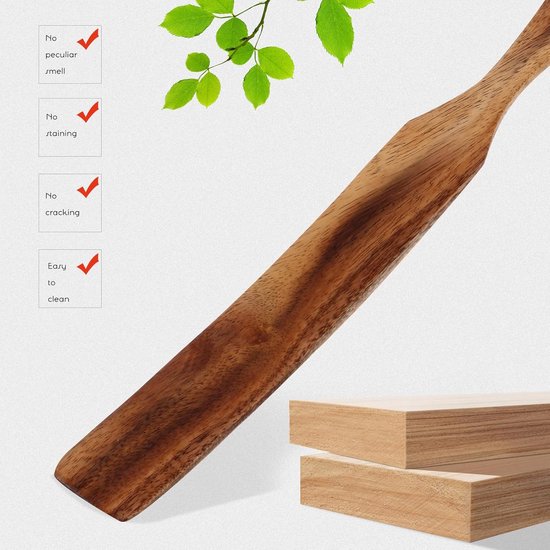 Lange Houten Spatel 11 Inch Ergonomisch Keukengerei Lange Handvat Voor Koken En Eenvoudige Bereiding — afbeelding 3