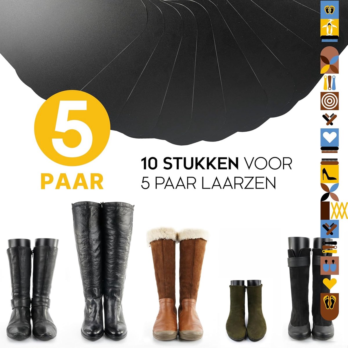 biped laarzenspanners 5 paar set - Oprolbare laarzenspanners - Voor het opbergen van laarzen - Voor laarzen, overknees en rijlaarzen z1180