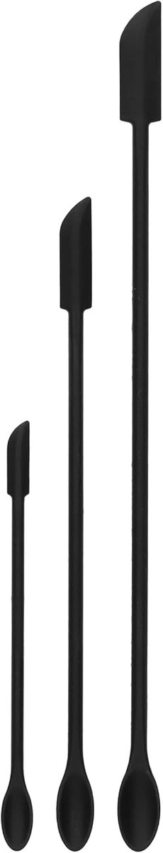 Flessenlikker set van 3 - Pottenlikker - Pannenlikker - Flessenschraper - Flessentrekker - Vaatwasserbestendig - Flexibel - Siliconen - Zwart - 30 cm