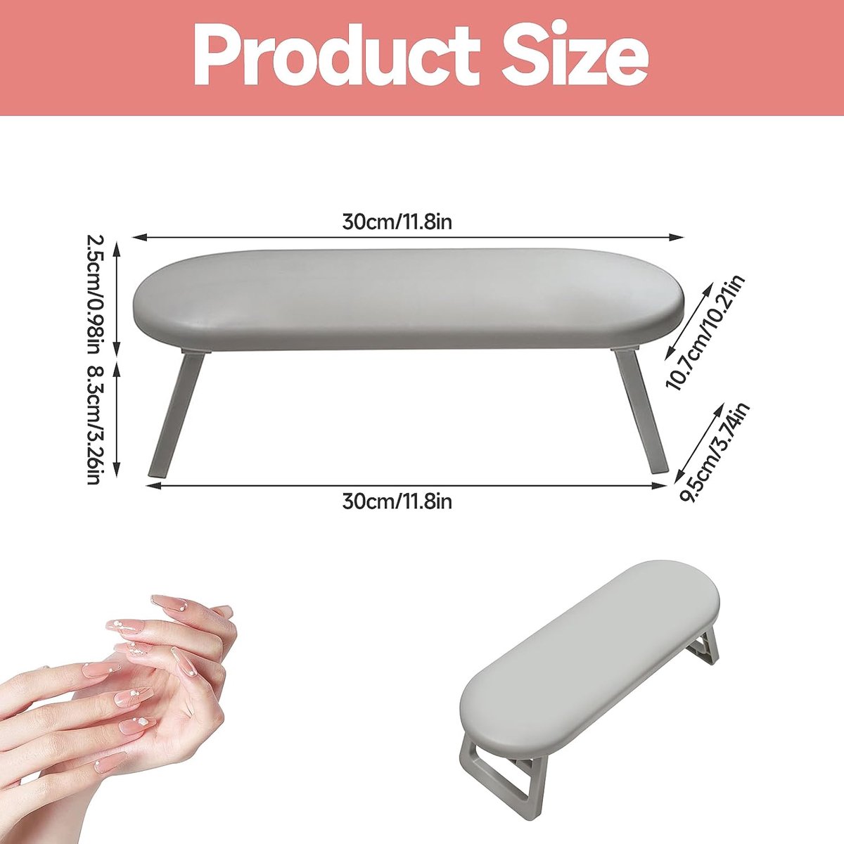 Handsteun, Nagelstudio Armsteun Nagels Antislip Nagelverzorging Houder Manicure Handsteun Manicure Nagel Armsteun voor Thuismanicure Nageldesign (Grijs)
